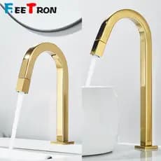 Metal Torneira Lavatório Para Banheiro De Água Fria Preta/Dourado Torneira Para Bancada