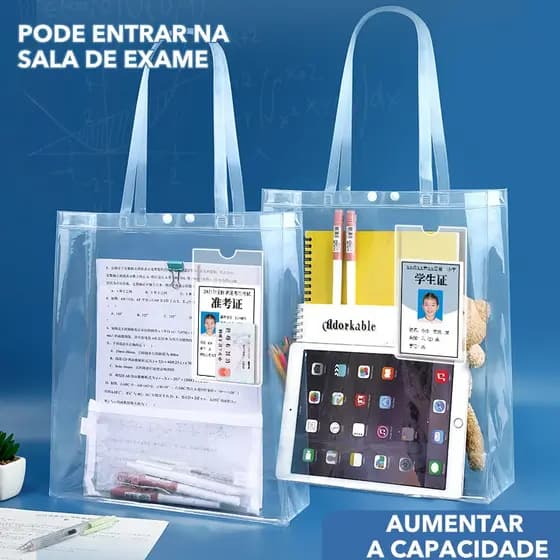 Bolsa transparente, Bolsa para Exames, Bolsa para Arquivos, Bolsa de Armazenamento para Estudantes, Bolsa para Cosmético