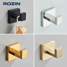 Ganchos De Parede Inox Banheiro Para Toalhas, Bolsas E Roupas, Preto Fosco/Cromada/Dourado