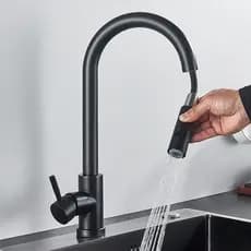 Torneira Cozinha Gourmet Inox,Para Bancada com Mangueira Flexível e Bico Dupla Função