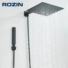 Kit Ducha Chuveiro De Banheiro 20/30cm Inox Quadrada Com Ducha Manual+1,5m Mangueira Preto,Dourado