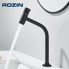 Torneira Para Lavabo Banheiro De Metal Mesa pia Bancada 1/4 Volta Bica Alta Cuba Link,Preta,Dourado