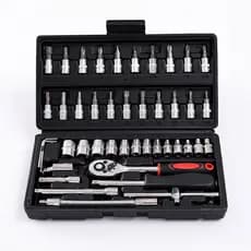 Preto 46 Peças Maleta Completa Linha Premium Kit Chaves Jogo Catraca Reversível Com Soquetes