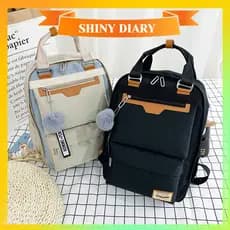 Mochila Bolsa Feminina À Prova D'água Bolsa Casual De Poliéster Para Universidade Escola E Viagem