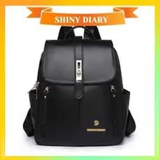 SD Mochila Feminina Universitária De Qualidade De Costas Em Couro Sintético Cangurus Preto
