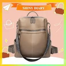 Bolsa de ombro feminina nova e versátil mochila de lazer de grande capacidade em couro macio