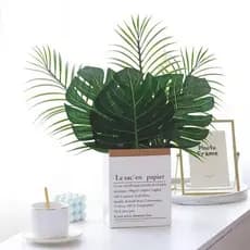 6 Unidades De Folha Verde Artificial Para Decoração De Casa , De Simulação De Alta Qualidade , Promoção Reutilizável