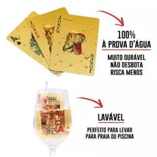 Baralho Dolar Dourado Ouro Folheado A Prova D'agua Poker Truco Cartas Jogos Para Várias Ocasiões