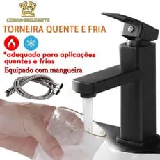 Torneira quadrada preta quente e fria torneira de armário de banheiro preto