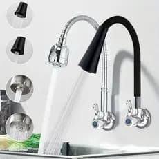 Torneira Gourmet Flexível  com chuveiro com rotação duplo Cabeça de guarda-chuva Jato Cone 1/4 de Volta