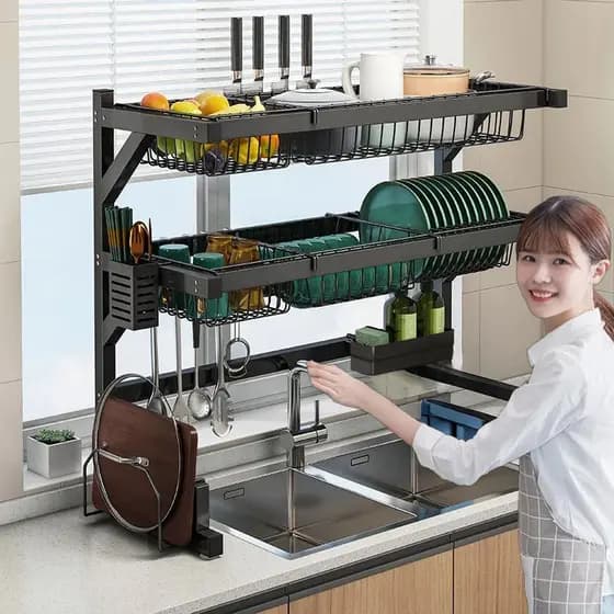 Suspensa Modular Escorredor Louça Organizador Estante de asfalto duplo 65/85cm