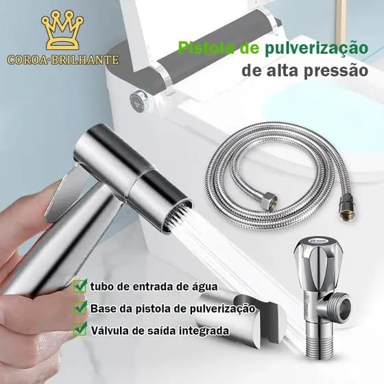 Kit de Ducha Higienica Para Banheiro 1.5m completa Luxo Metal inox nucleo da valvula