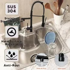 Cuba Gourmet Cozinha Aço Inox 304 com   Kit de drenagem e 300 ML  Sabonete Dispenser  50/60x40x21cm