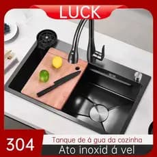 Nano Antifouling 75*45*25CM Pia De Cozinha 304 Aço Inoxidável Flying Rain Cachoeira Tigela Única
