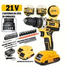 Furadeira Parafusadeira  bateria 21V com maleta e acessórios/3 Funções