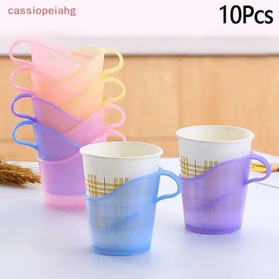 [Cassiopeiahg] Conjunto de 10 peças descartáveis de porta-copos de papel engrossado de plástico onda cerimônia de chá is