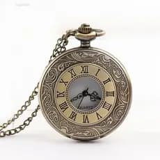 Relógio de Bolso Vintage Steampunk de Quartzo com Números Romanos