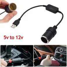 Adaptador conversor USB de 5V para 12V, adequado para acendedores de cigarro de carro, com adaptador de conector control