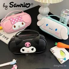 Estojo de lápis fofo da Sanrio Hello Kitty, Kuromi, MyMelody, desenho animado fofo, grande capacidade para estudantes.