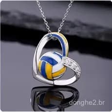 Novo colar com pingente em formato de coração da série esportiva de vôlei, colar criativo unissex.