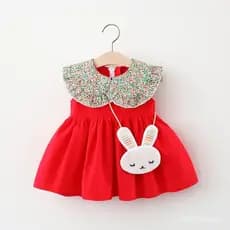 Vestido Sem Mangas para Bebê Menina Recém-Nascida, Casual, de Algodão, Confortável e Fofo para Bebês