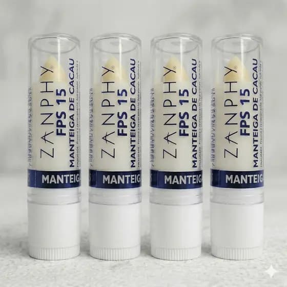 Kit 4 Manteigas de Cacau Bastão FPS 15 Protetor Labial Hidratante Nutrição e Proteção para os Lábios