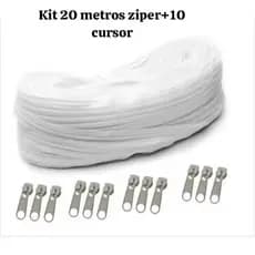 Kit Zíper N° 5 com Cursores - 5,10 e 20 Metros + 10Cursores