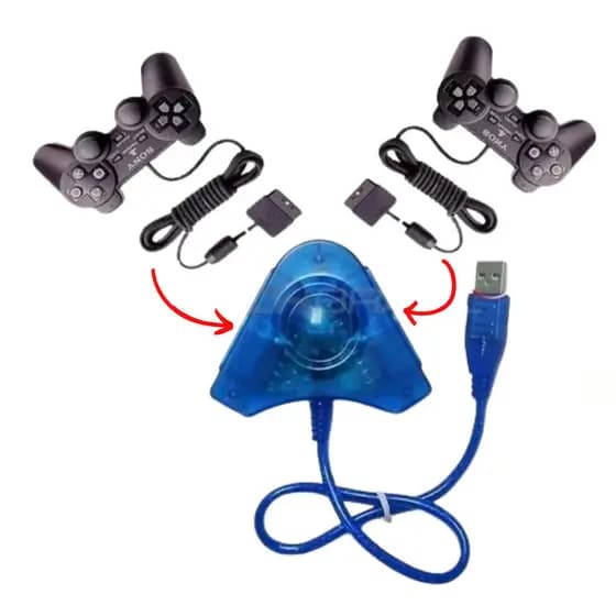 Adaptador Usb Duplo Para Controles Ps2 E Ps1 Ligue No Pc Cabo, adaptador ps2 para usb