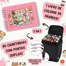 Livro Colorir URSO BOB (Rosa) + 80 Canetas - Estimula