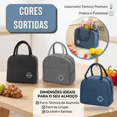 Bolsa Térmica Lancheira para Marmita com Bolso Lateral - (Cores Sortidas)