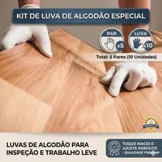 Luvas Brancas de Proteção Multiuso Reutilizáveis Kit com 5 Pares