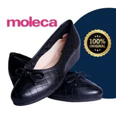 Sapatilha Feminina Moleca Anabela Preta Confortável Casual Dia a Dia Trabalho Original