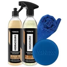 Kit Vonixx Limpar Hidratar Couro Vonixx Higicouro + Hidracouro + Toalha Microfibra + Aplicador