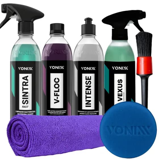 Kit Completo de Detalhamento Automotivo Vonixx – V-FLOC, INTENSE, SINTRA, VEXUS + Acessórios