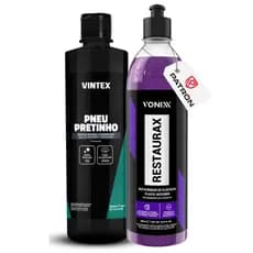 Restaurax Vonixx Restaurador Plástico Painel Revitalizador + Pneu Pretinho Vintex Vonixx 500ml