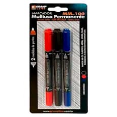 Marcador Permanente Multiuso MM-100 - 3 Cores