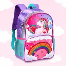 Mochila Costa Sereia Unicornio Princesas Pets Coruja Menina Infantil Grande Escolar
