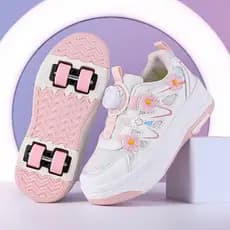 Sapatos de corrida de quatro rodas meninas esportes polia sapatos nova primavera runaway rodas de caminhada patins infan