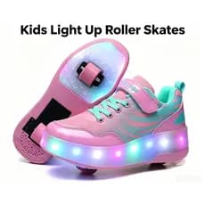 Nsasy Crianças Sapatos De Rolo Menino Menina Tênis Com Rodas Se Tornam Esportivo Led Para Natal Aniversário Mostrar Pres