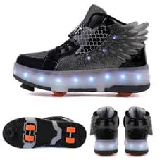 Colorido luminoso meninos patins roda dupla meninas invisível automático encolhível roda sapatos crianças patins Runaway