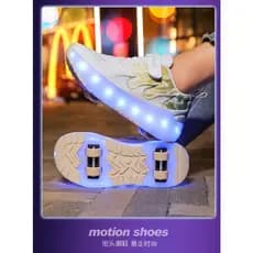 Presente De Natal Para Crianças Com Salto Iluminado , Sapatos De Rolo Iluminados Brancos E Roxos Destacáveis De Quatro R