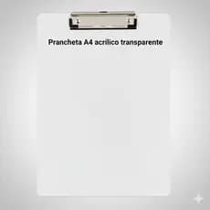 Prancheta A4 Transparente A4 CRISTAL Prendedor Metal Eficiente  c/ Regua Lateral