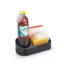 Porta Detergente Sabão e Bucha Com Base Rattan Para Pia e Lavanderia