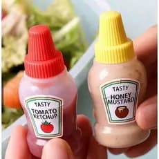 Kit com 2 Mini Porta Molho Salada Marmita Lancheira Ketchup Mostarda