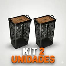 Cesto Organizador 49 Litros Telado Tampa Madeira - Banheiro e Lavanderia 1 ou 2 Unidades