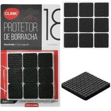 Kit 36 Protetores de Móveis Quadrado EVA 2.5cm Ø Antirrisco Autoadesivo Preto Pés de Cadeira Sofá