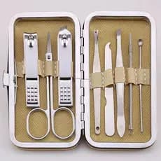 Kit Cortador De Unha Manicure Portatil Estojo Pinça Tesoura 8 peças