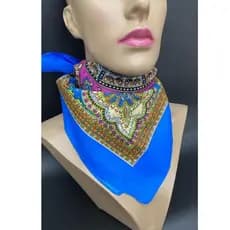 Bandana Quadrada Estampada 100% Algodão - Estampa Azul