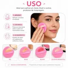 Kit 4 Esponjas Redondas para Maquiagem de Pó compacto, Material Veludo Puff microfibra