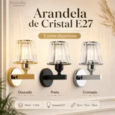 Arandela Luminária Luxo Cristal - Moderno Elegante Sala Quarto Corredor -  Bocal E27
